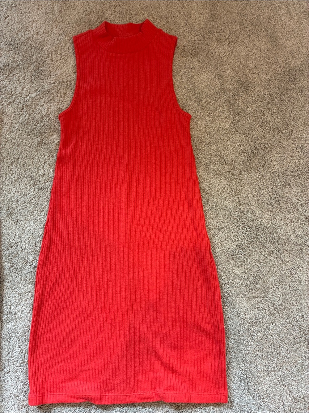 Old Navy Ribbed Sleeveless Mock Neck Dress in Bright Red